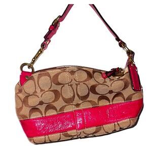 Authentic Vintage Y2K COACH Classic Monogram Canvas and Pink Leather Mini Bag